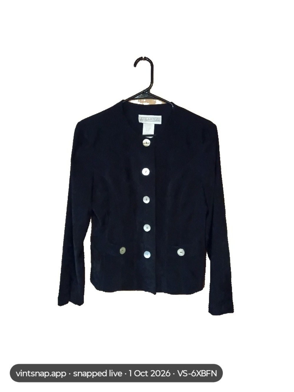 Jessica Howard Navy Button-Front Blazer Jacket
